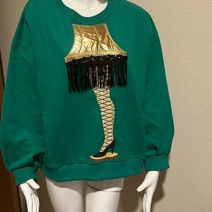 Queen of Sparkles Green Leg Lamp Sweatshirt NEW